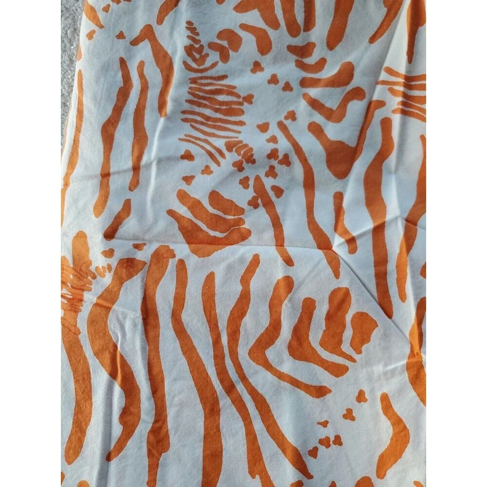 Rooms That Rule 1 Twin Flat Sheet  1 Pillow Case Cotton Orange Zebra Print